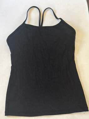 Lululemon Black Double Strap Camisole Tank Top with Built-in Shelf Bra